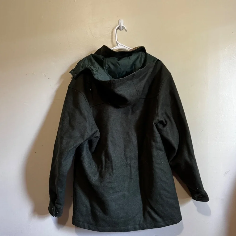 VTG Pendleton Outdoorsman Virgin Wool Mens M Thinsulate Green Field Coat Hooded